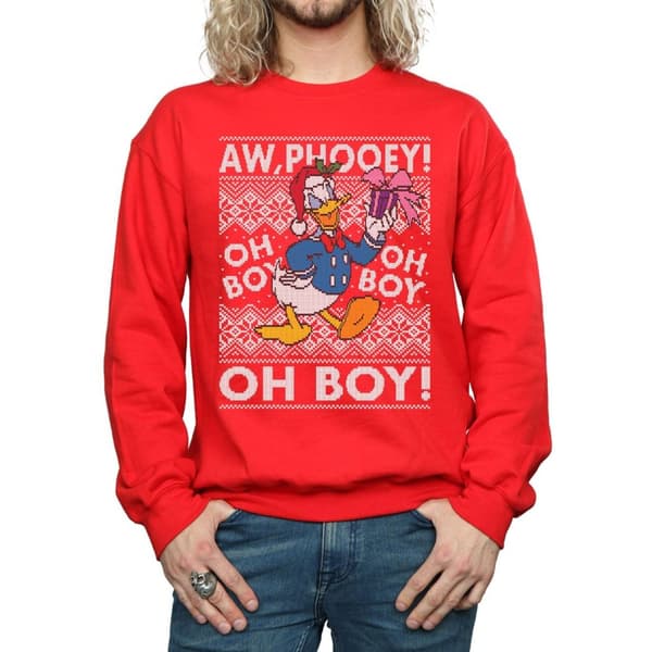 Disney Mens Donald Duck Christmas Fair Isle Sweatshirt
