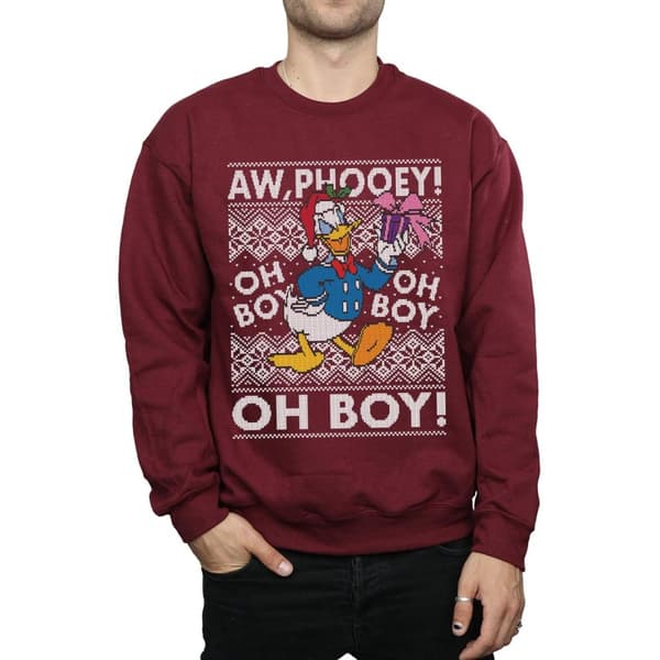 Disney Mens Donald Duck Christmas Fair Isle Sweatshirt
