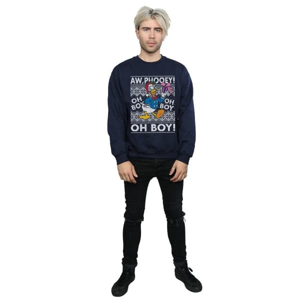 Disney Mens Donald Duck Christmas Fair Isle Sweatshirt