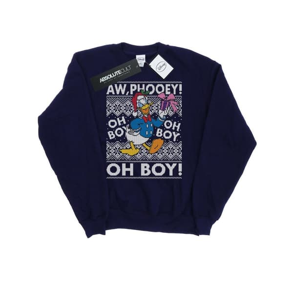Disney Mens Donald Duck Christmas Fair Isle Sweatshirt