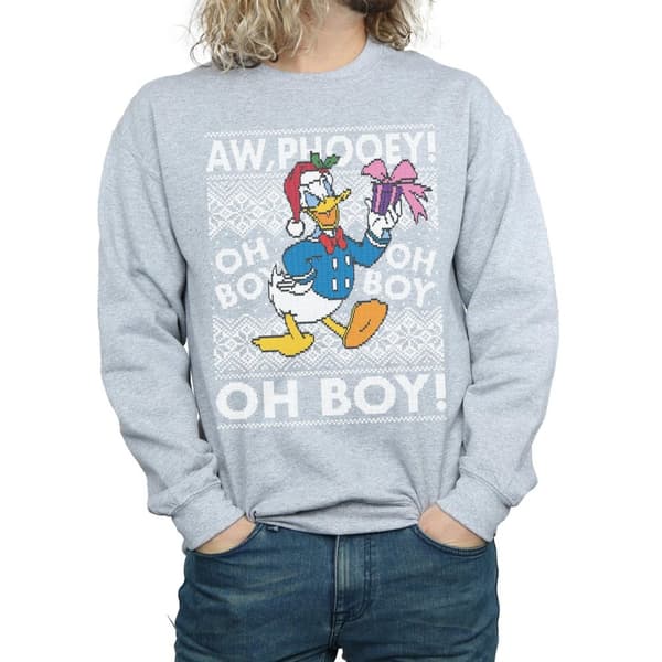 Disney Mens Donald Duck Christmas Fair Isle Sweatshirt