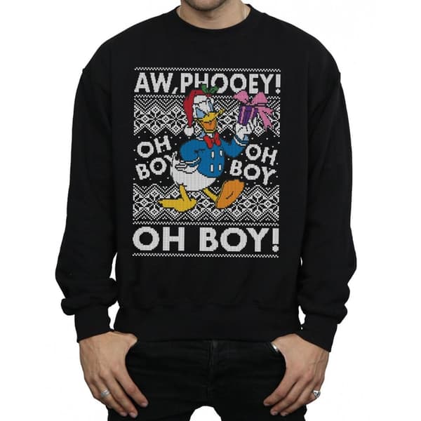 Disney Mens Donald Duck Christmas Fair Isle Sweatshirt