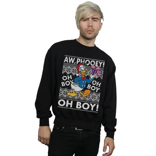 Disney Mens Donald Duck Christmas Fair Isle Sweatshirt