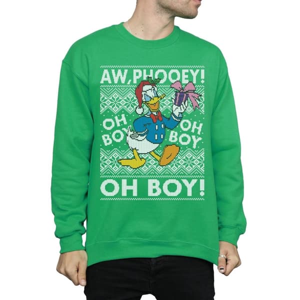 Disney Mens Donald Duck Christmas Fair Isle Sweatshirt
