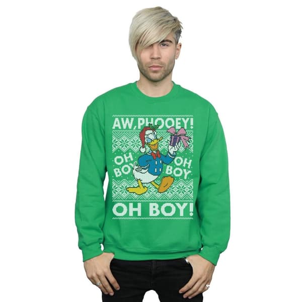 Disney Mens Donald Duck Christmas Fair Isle Sweatshirt