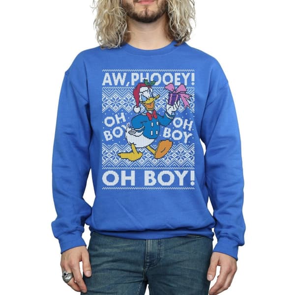 Disney Mens Donald Duck Christmas Fair Isle Sweatshirt