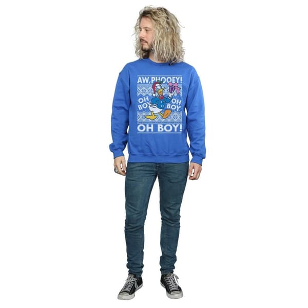 Disney Mens Donald Duck Christmas Fair Isle Sweatshirt