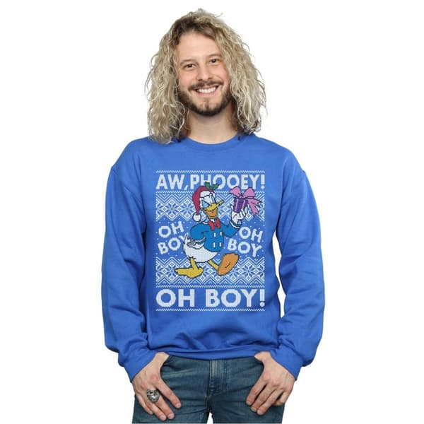 Disney Mens Donald Duck Christmas Fair Isle Sweatshirt