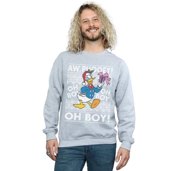Disney Mens Donald Duck Christmas Fair Isle Sweatshirt
