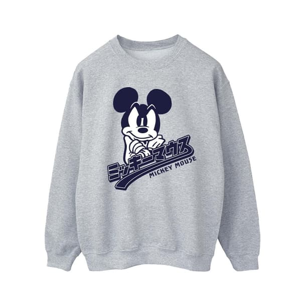 Disney Mens Mickey Mouse Japanese Sweatshirt Sports Grey S