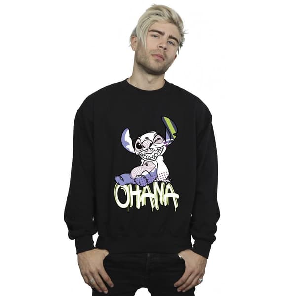 Disney Mens Lilo And Stitch Ohana Graffiti Sweatshirt
