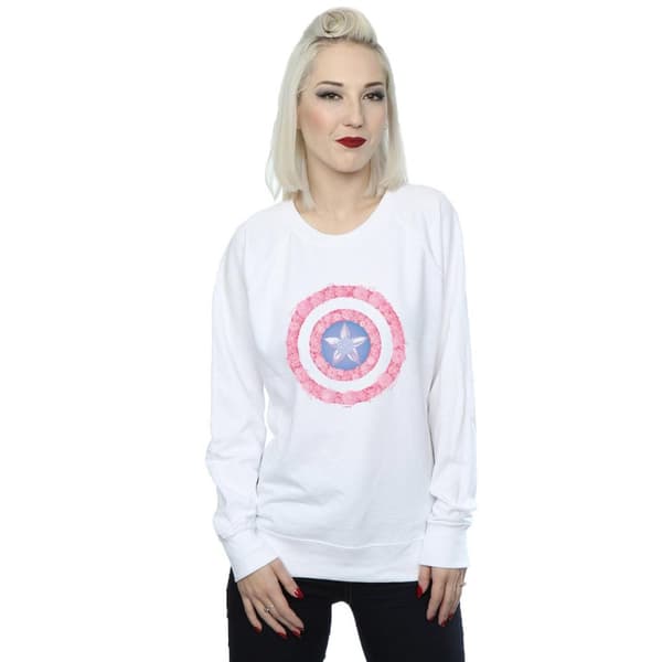 Marvel Womens/Ladies Captain America Flowers Shield Sweatshirt