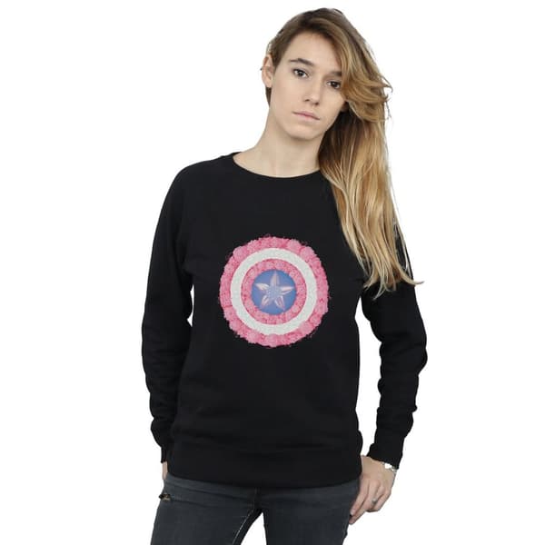Marvel Womens/Ladies Captain America Flowers Shield Sweatshirt