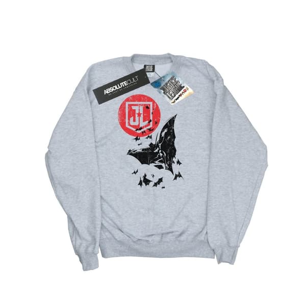 DC Comics Mens Justice League Movie Batman Moon Leap Sweatshirt Sports Grey 3XL