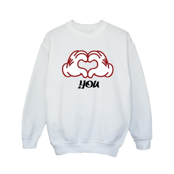 Disney Musse Pigg Love You Hands Sweatshirt för flickor White 9-11 Years