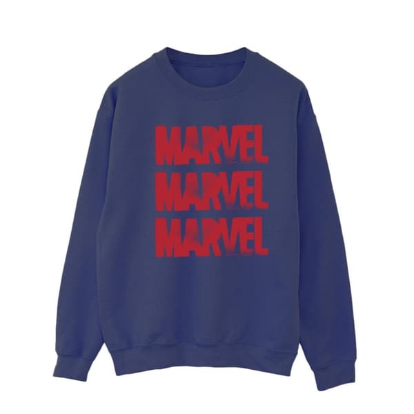 Marvel Röd Spray Logos-tröja för herrar Navy Blue M