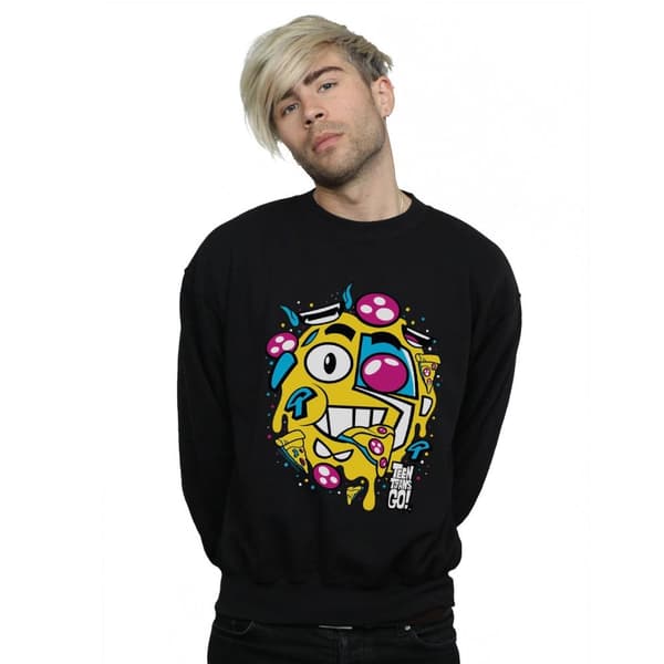 DC Comics Mens Teen Titans Go Pizza Face Sweatshirt