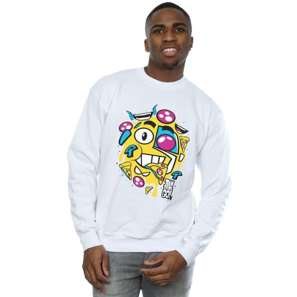 DC Comics Mens Teen Titans Go Pizza Face Sweatshirt