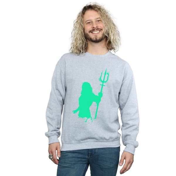 DC Comics Mens Aquaman Aqua Silhouette Sweatshirt