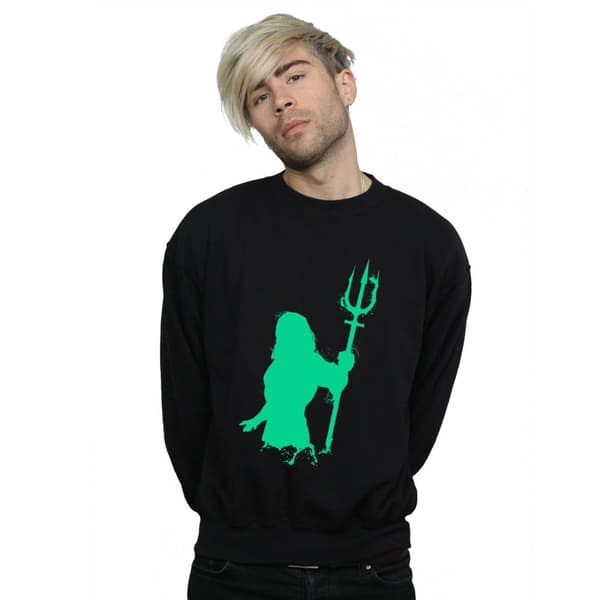 DC Comics Mens Aquaman Aqua Silhouette Sweatshirt