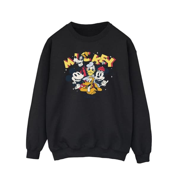 Disney Mens Mickey Mouse Group Sweatshirt Black M
