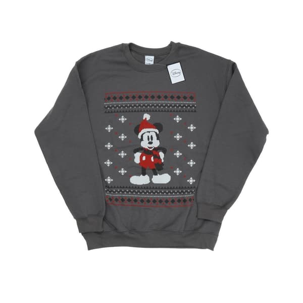 Disney Mens Musse Pigg halsduk jul sweatshirt Charcoal S