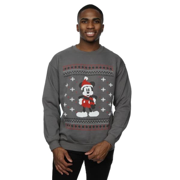 Disney Mens Mickey Mouse Scarf Christmas Sweatshirt
