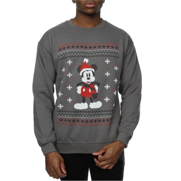 Disney Mens Mickey Mouse Scarf Christmas Sweatshirt