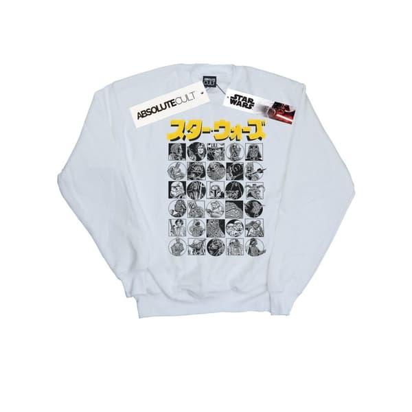 Star Wars Sweatshirt med japanska miniatyrteckningar för pojkar White 5-6 Years