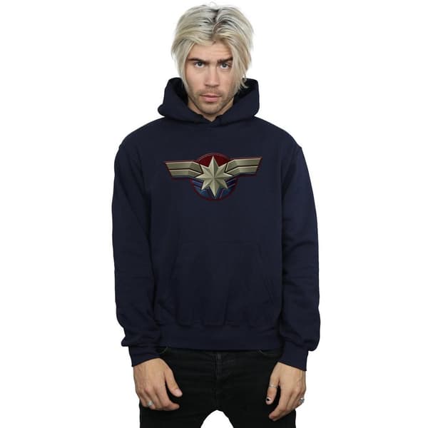 Marvel Mens Captain Marvel Chest Emblem Hoodie