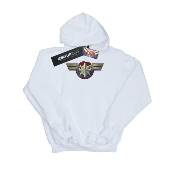 Marvel Mens Captain Marvel Chest Emblem Hoodie White 4XL