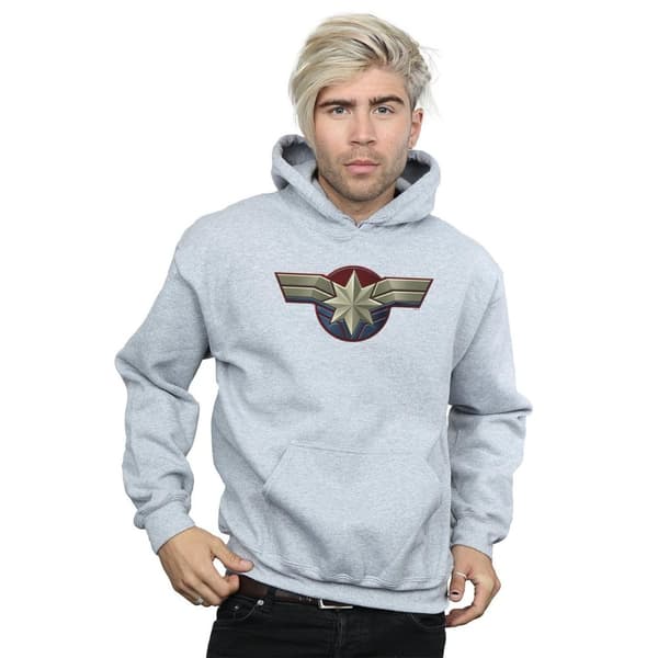 Marvel Mens Captain Marvel Chest Emblem Hoodie