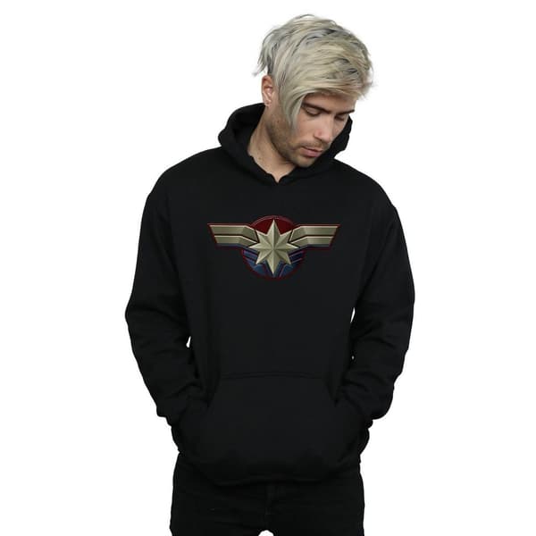 Marvel Mens Captain Marvel Chest Emblem Hoodie