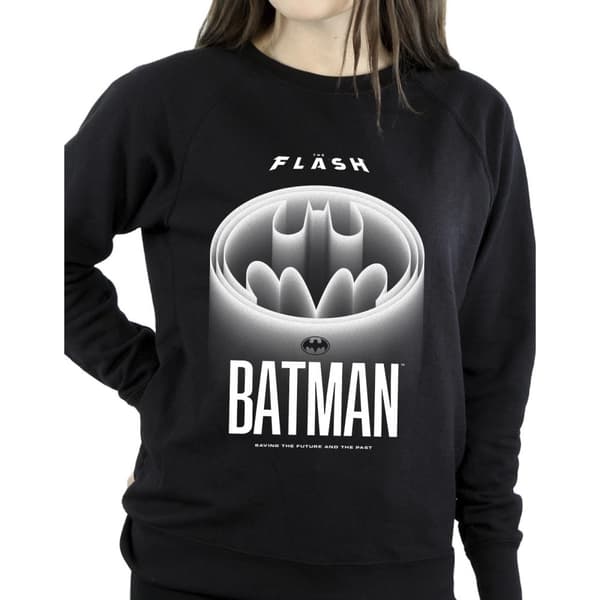 DC Comics Dam/Tjej The Flash Batman Vit Sweatshirt med Logo
