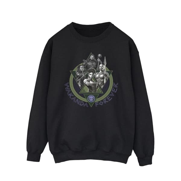Marvel Mens Black Panther Wakanda Forever Group Ring Pose Sweatshirt