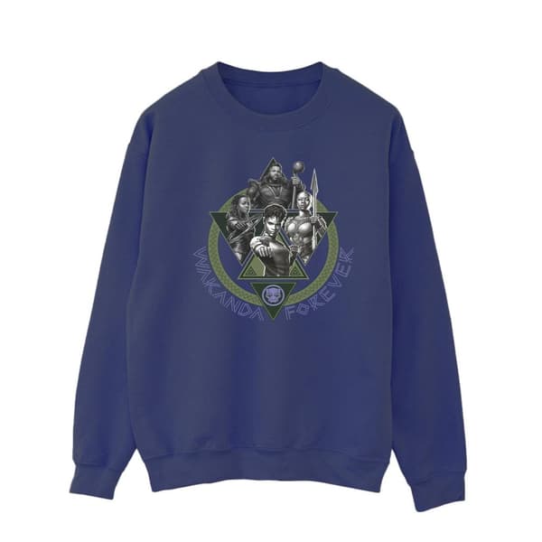 Marvel Mens Black Panther Wakanda Forever Group Ring Pose Sweatshirt