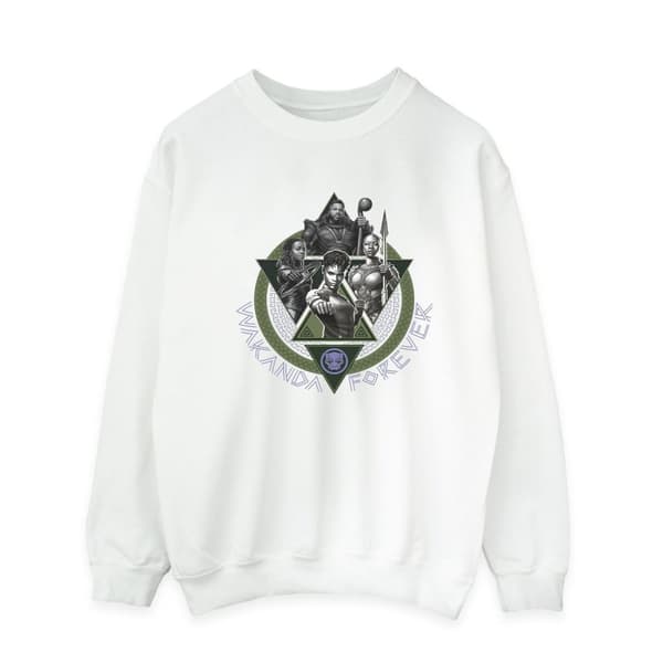 Marvel Mens Black Panther Wakanda Forever Group Ring Pose Sweatshirt White XXL