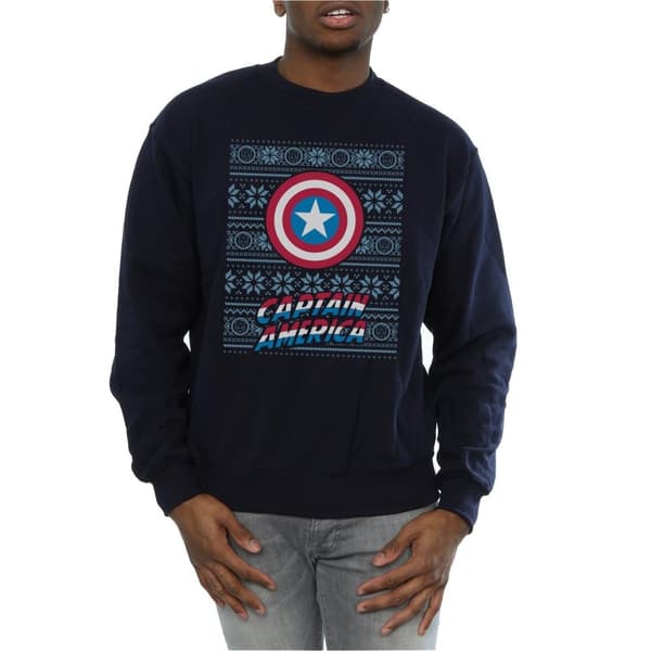 Marvel Mens Captain America Shield Fair Isle Sweatshirt