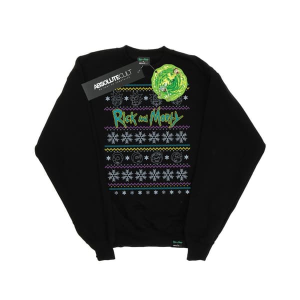 Rick And Morty Womens/Ladies Christmas Faces Sweatshirt Black XXL