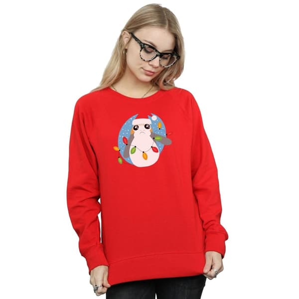 Star Wars Womens/Ladies The Last Jedi Porg Christmas Lights Sweatshirt