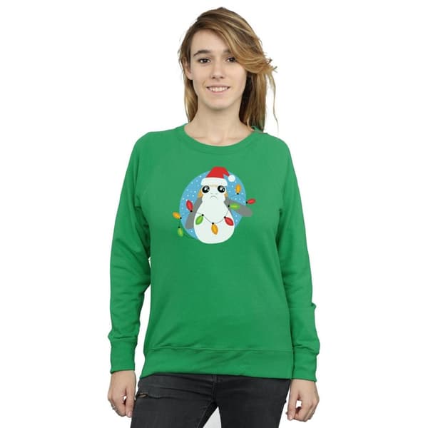 Star Wars Womens/Ladies The Last Jedi Porg Christmas Lights Sweatshirt