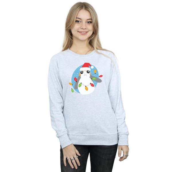 Star Wars Womens/Ladies The Last Jedi Porg Christmas Lights Sweatshirt