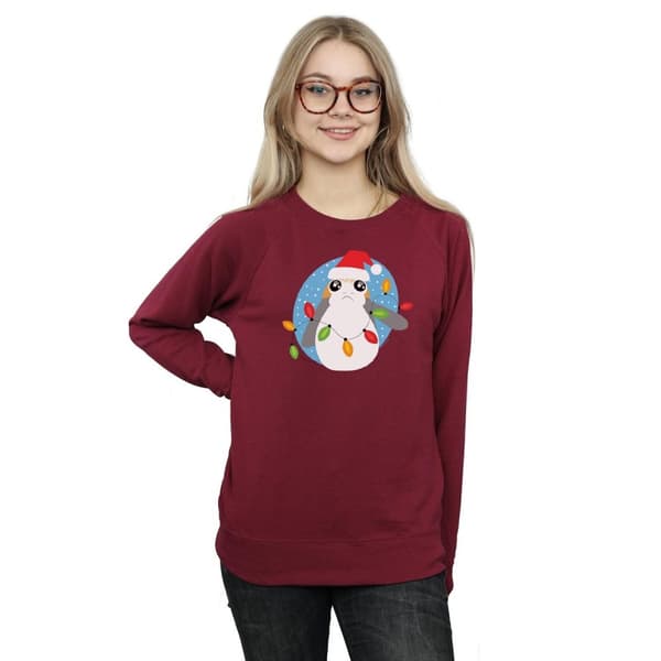 Star Wars Womens/Ladies The Last Jedi Porg Christmas Lights Sweatshirt