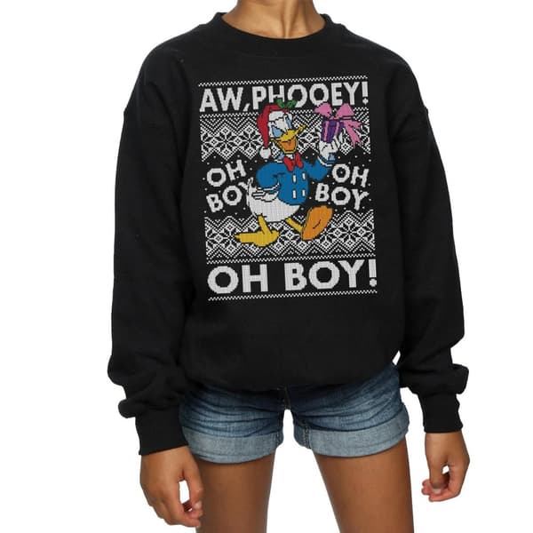 Disney Girls Donald Duck Christmas Fair Isle Sweatshirt