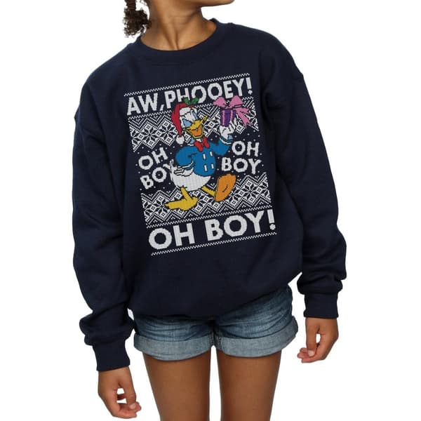 Disney Girls Donald Duck Christmas Fair Isle Sweatshirt
