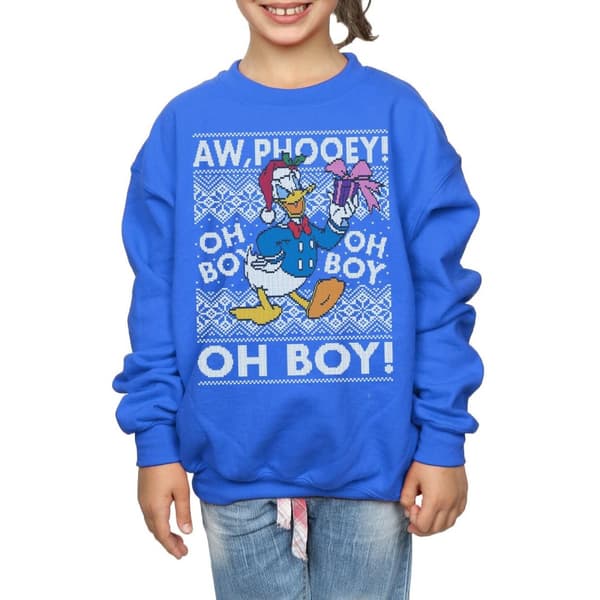 Disney Girls Donald Duck Christmas Fair Isle Sweatshirt