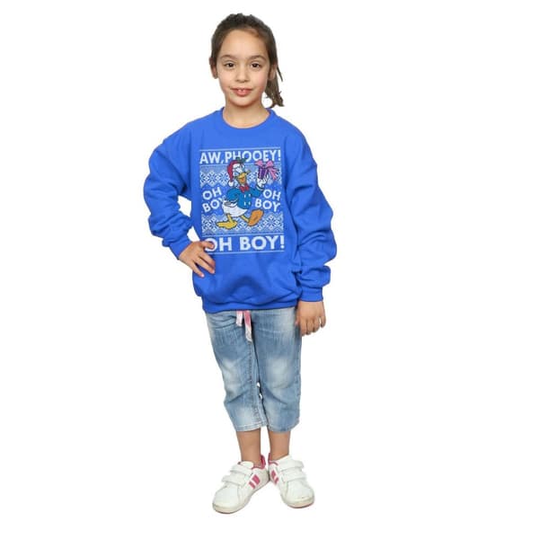 Disney Girls Donald Duck Christmas Fair Isle Sweatshirt