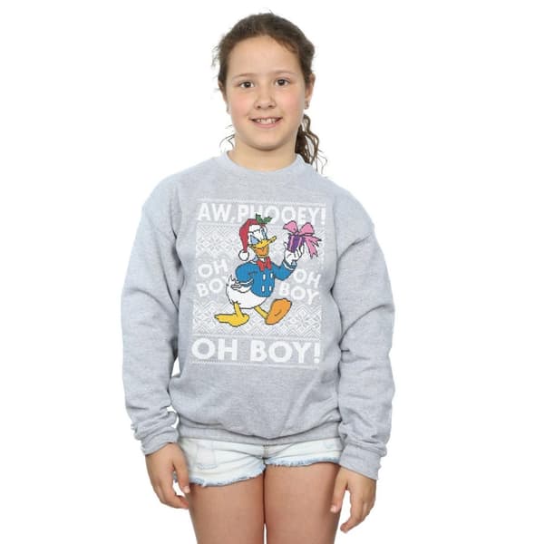Disney Girls Donald Duck Christmas Fair Isle Sweatshirt