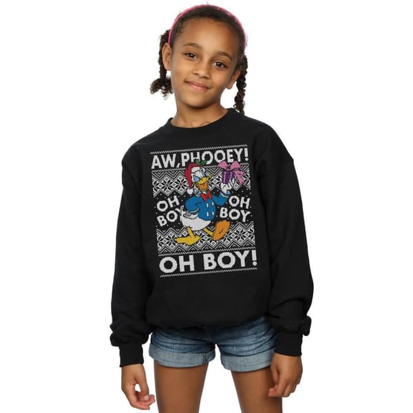 Disney Girls Donald Duck Christmas Fair Isle Sweatshirt