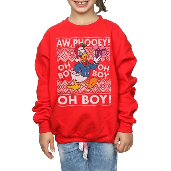 Disney Girls Donald Duck Christmas Fair Isle Sweatshirt
